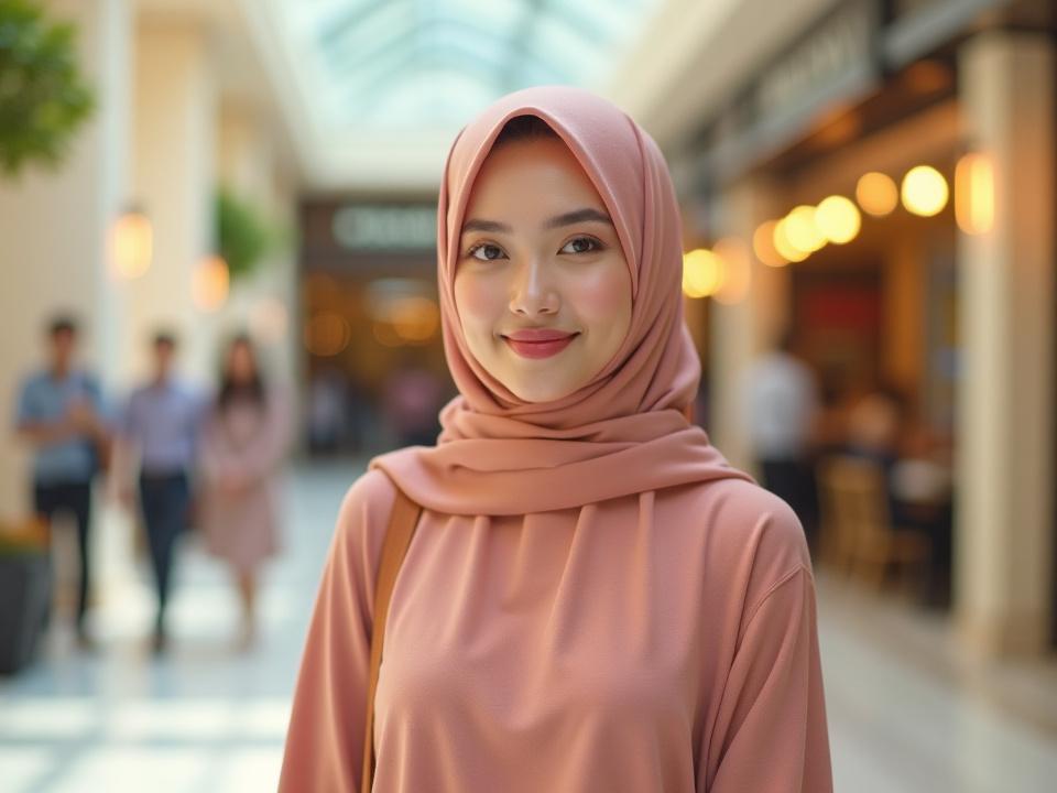 Seorang wanita Muslimah yang gembira menikmati rawatan spa dengan senyuman